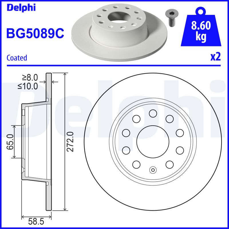 Тормозной диск DELPHI BG5089C