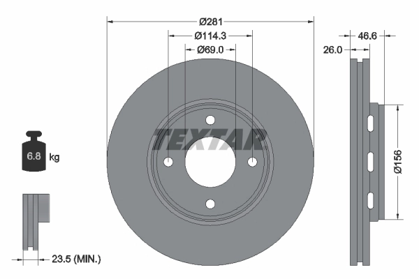 Тормозной диск TEXTAR 92204400