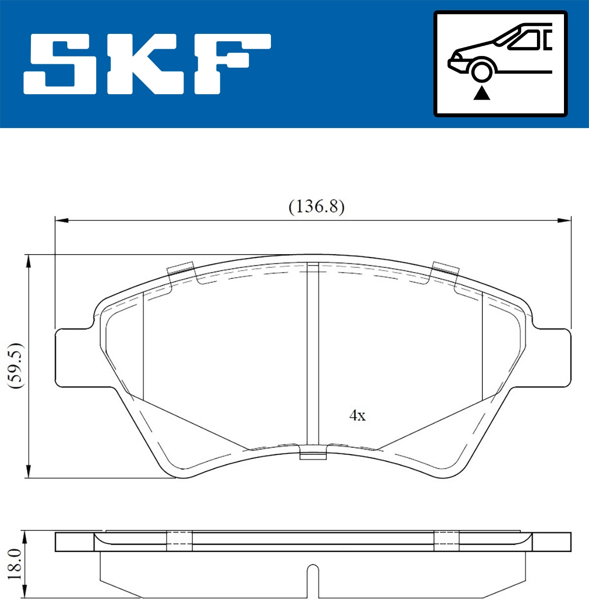 Комплект тормозных колодок дисковый тормоз SKF VKBP 80163