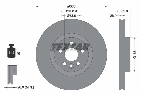 Тормозной диск TEXTAR 92168203
