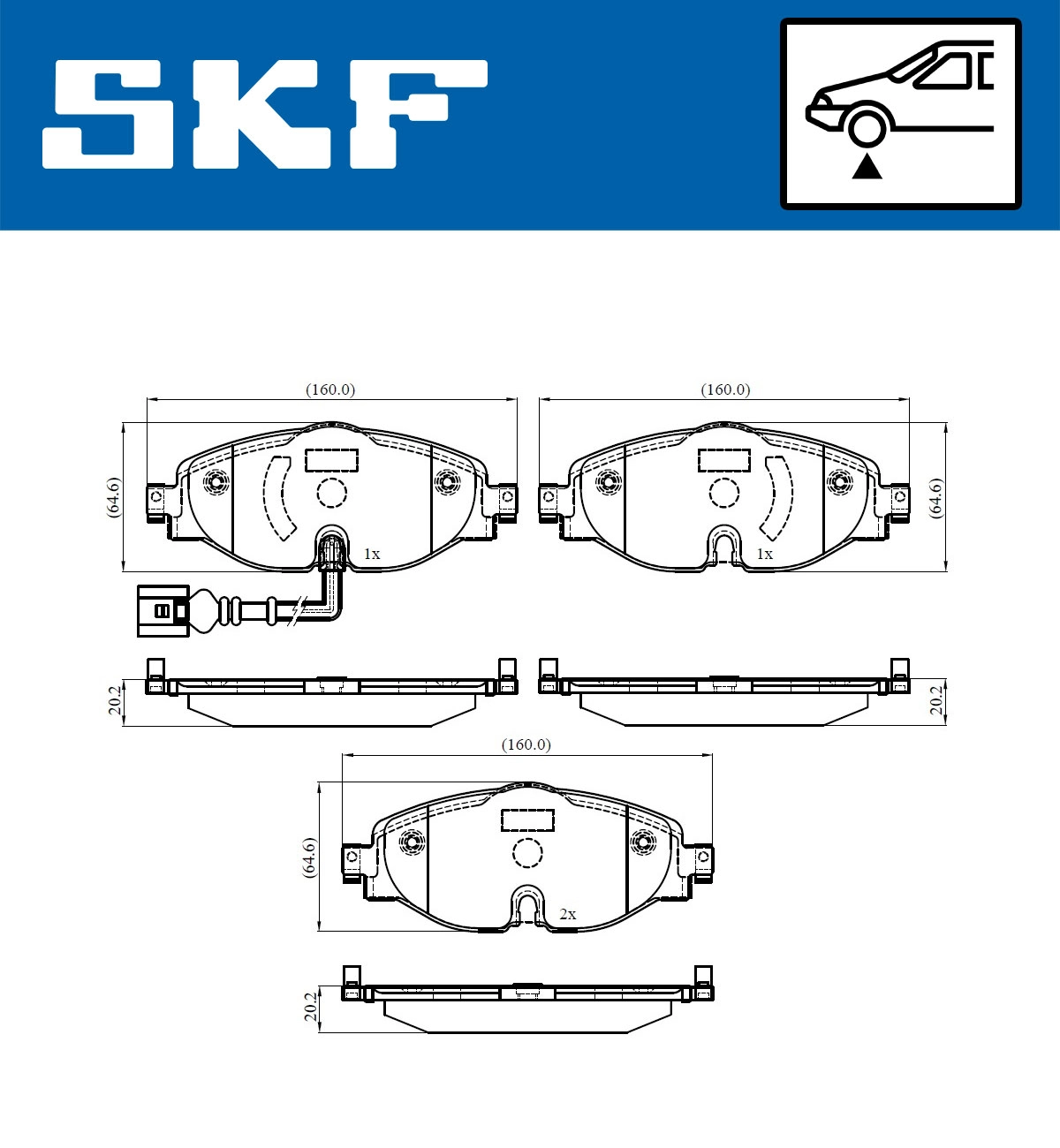 Комплект тормозных колодок дисковый тормоз SKF VKBP 80018 E