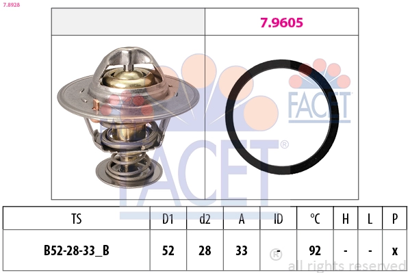 Термостат охлаждающая жидкость FACET 7.8928