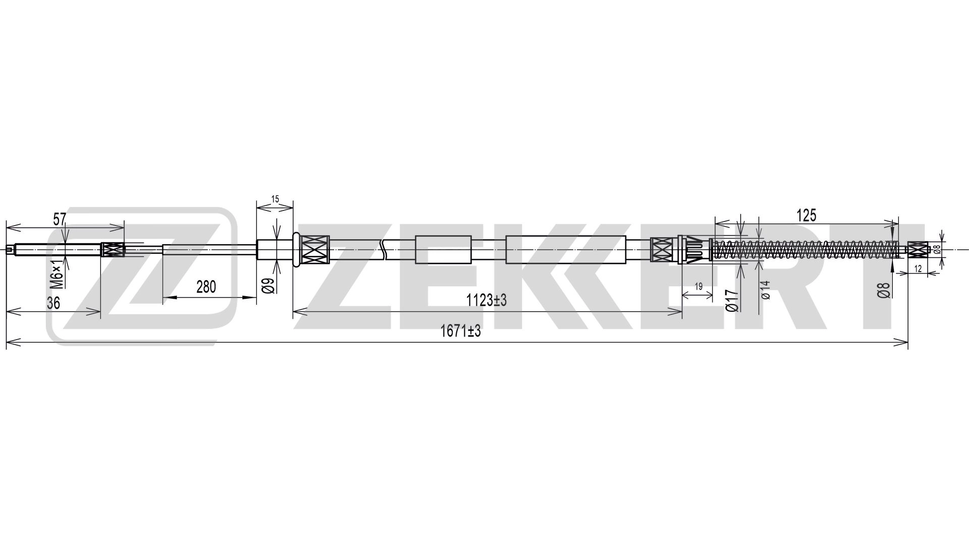 Тросик cтояночный тормоз ZEKKERT BZ-1297