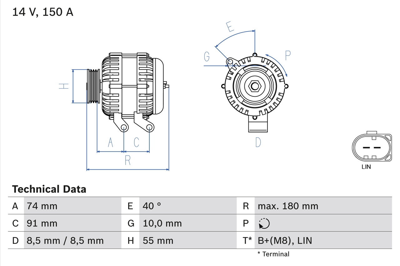 Генератор BOSCH 0 986 080 810