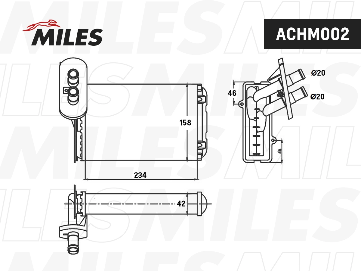 Теплообменник отопление салона MILES ACHM002