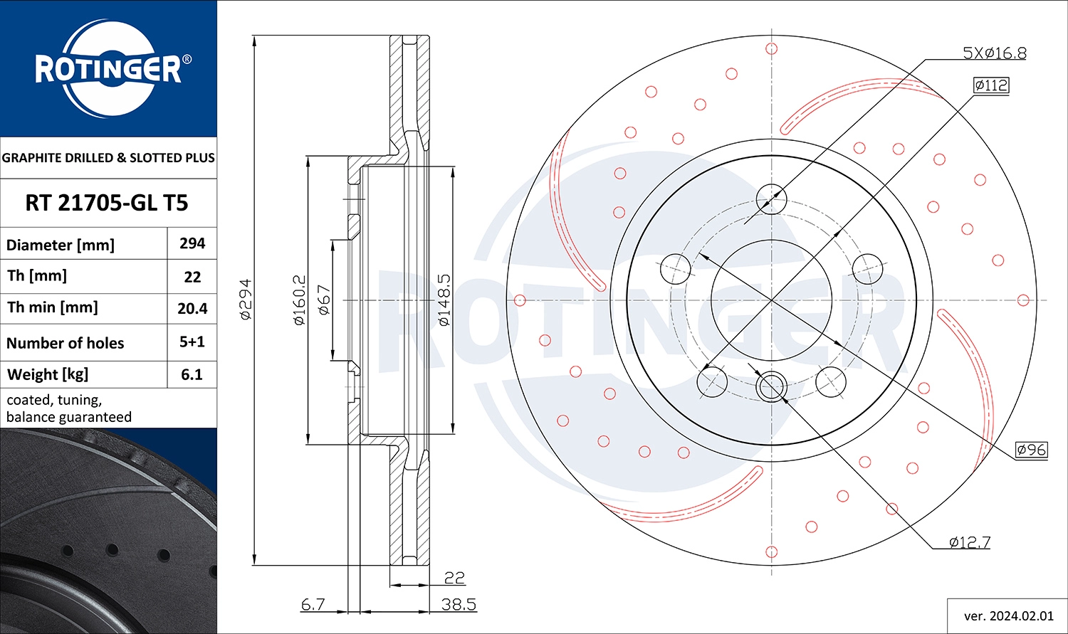Тормозной диск graphite drilled slotted plus