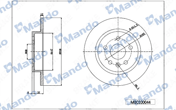 Тормозной диск MANDO MBC030044