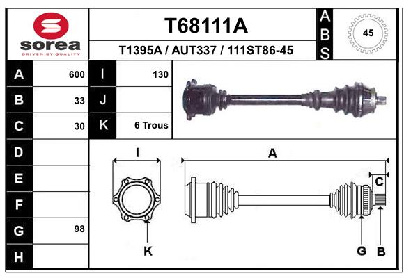 Приводной вал EAI T68111A
