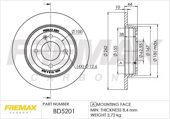 Тормозной диск FREMAX BD5201