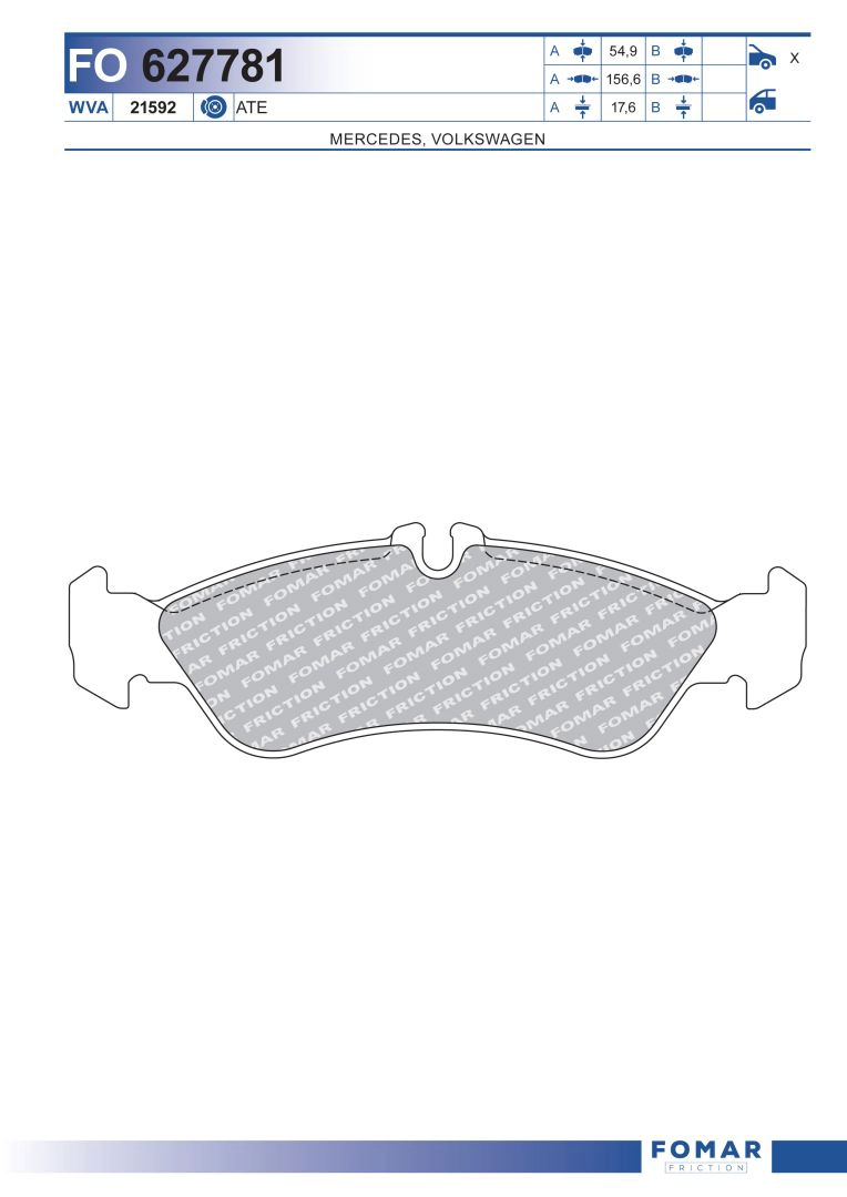 Комплект тормозных колодок дисковый тормоз FOMAR FRICTION FO 627781