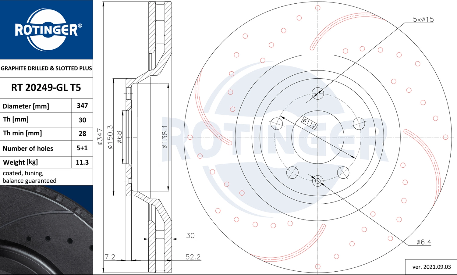 Тормозной диск ROTINGER RT 20249-GL T5