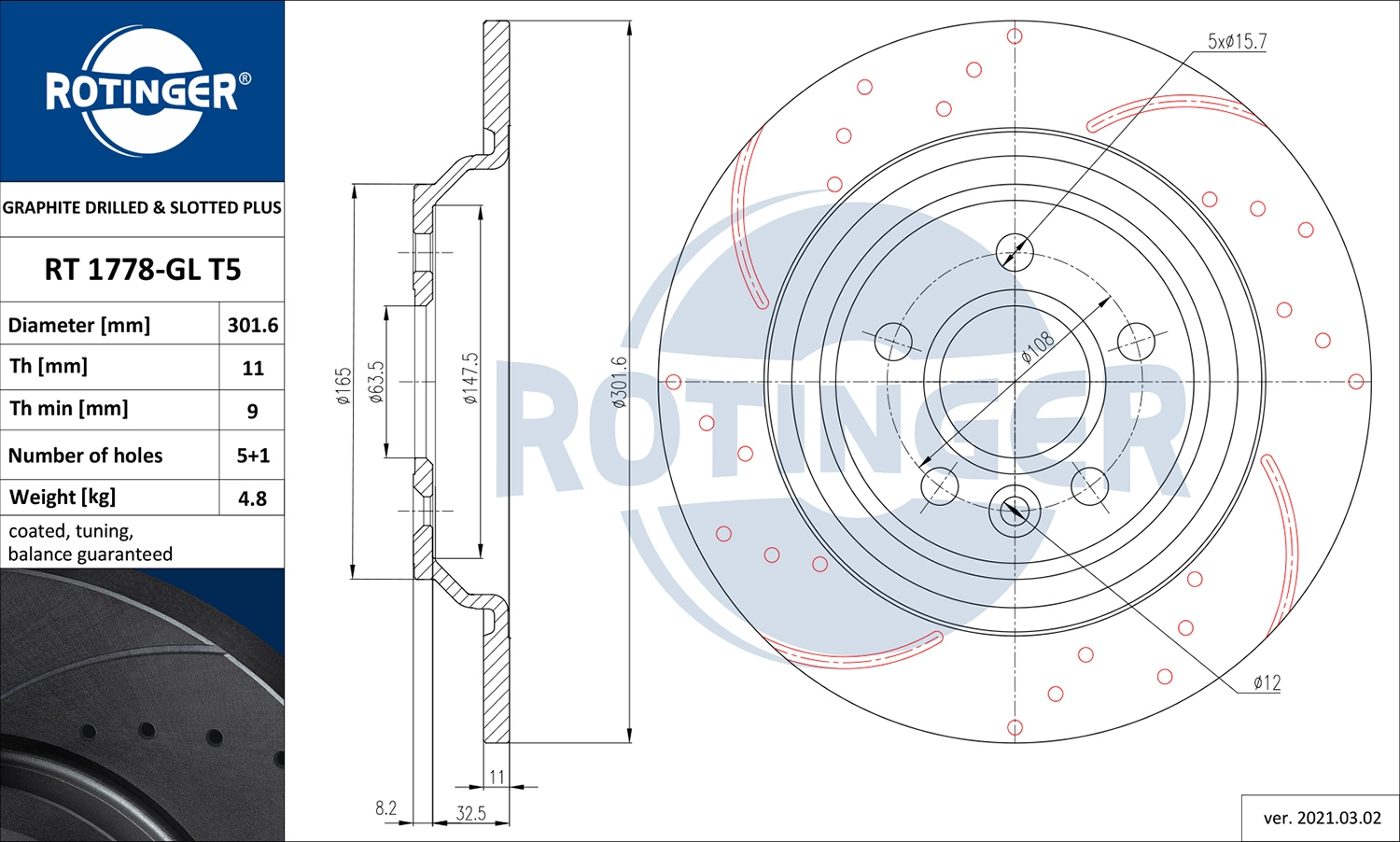 Тормозной диск graphite drilled slotted plus