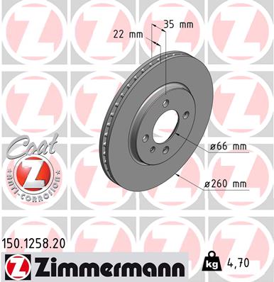 Тормозной диск ZIMMERMANN 150.1258.20