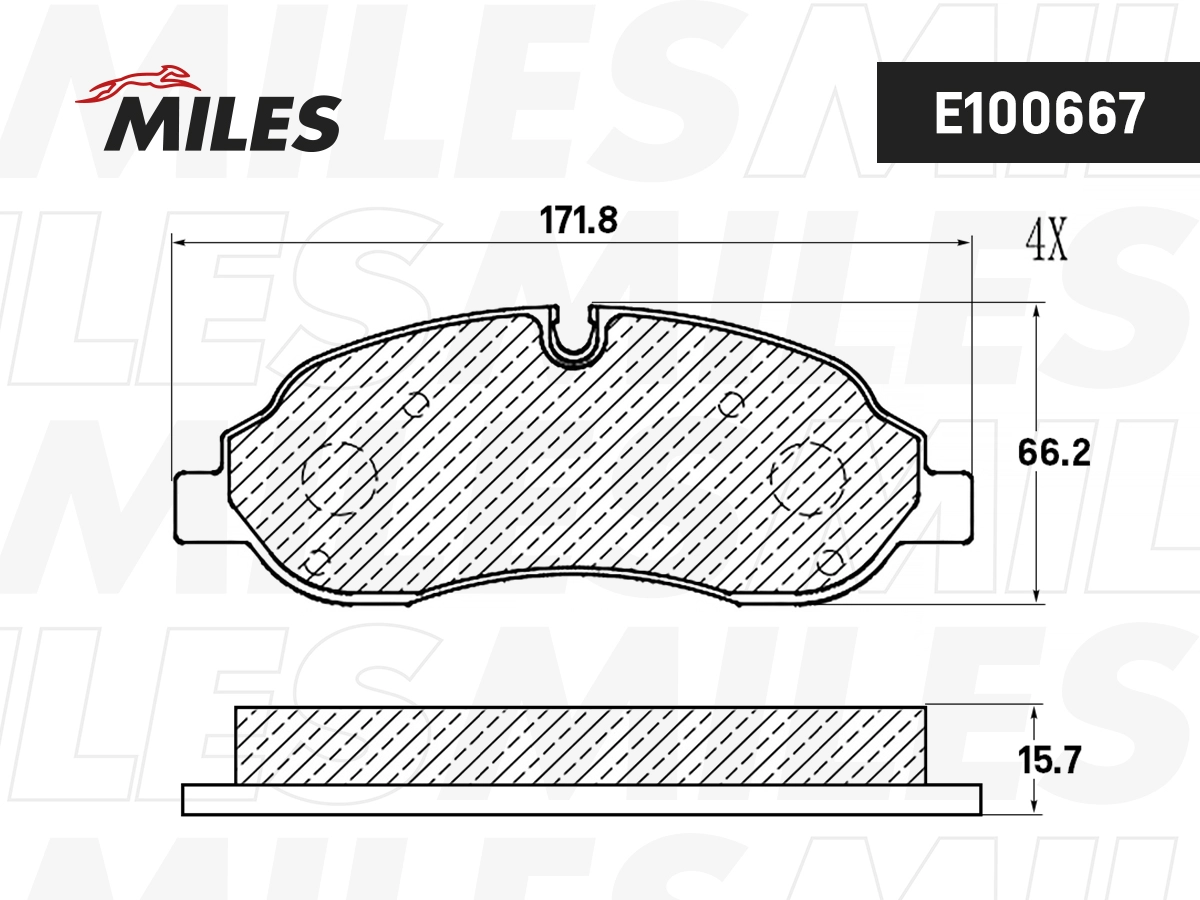Комплект тормозных колодок дисковый тормоз MILES E100667
