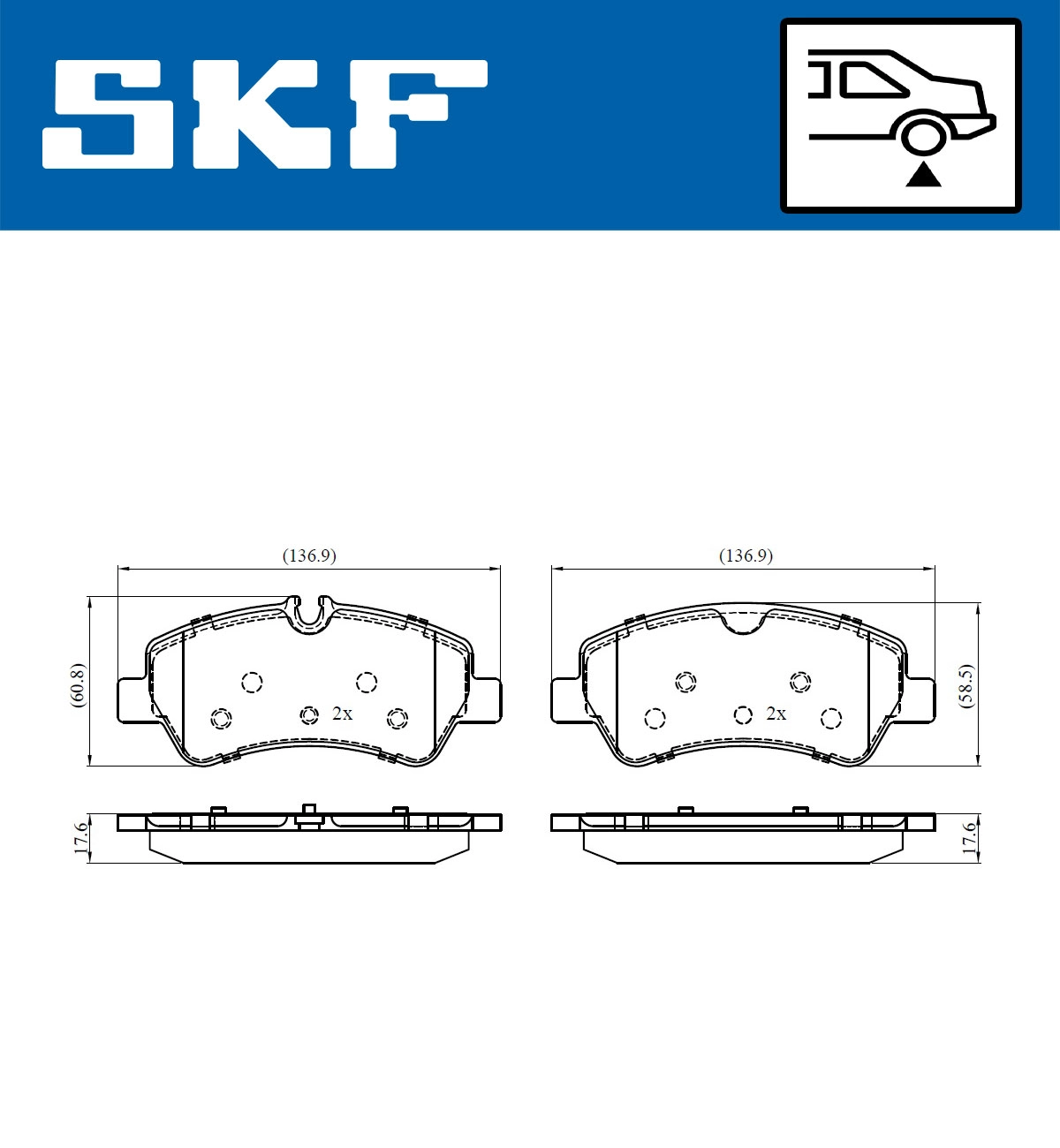 Комплект тормозных колодок дисковый тормоз SKF VKBP 90102