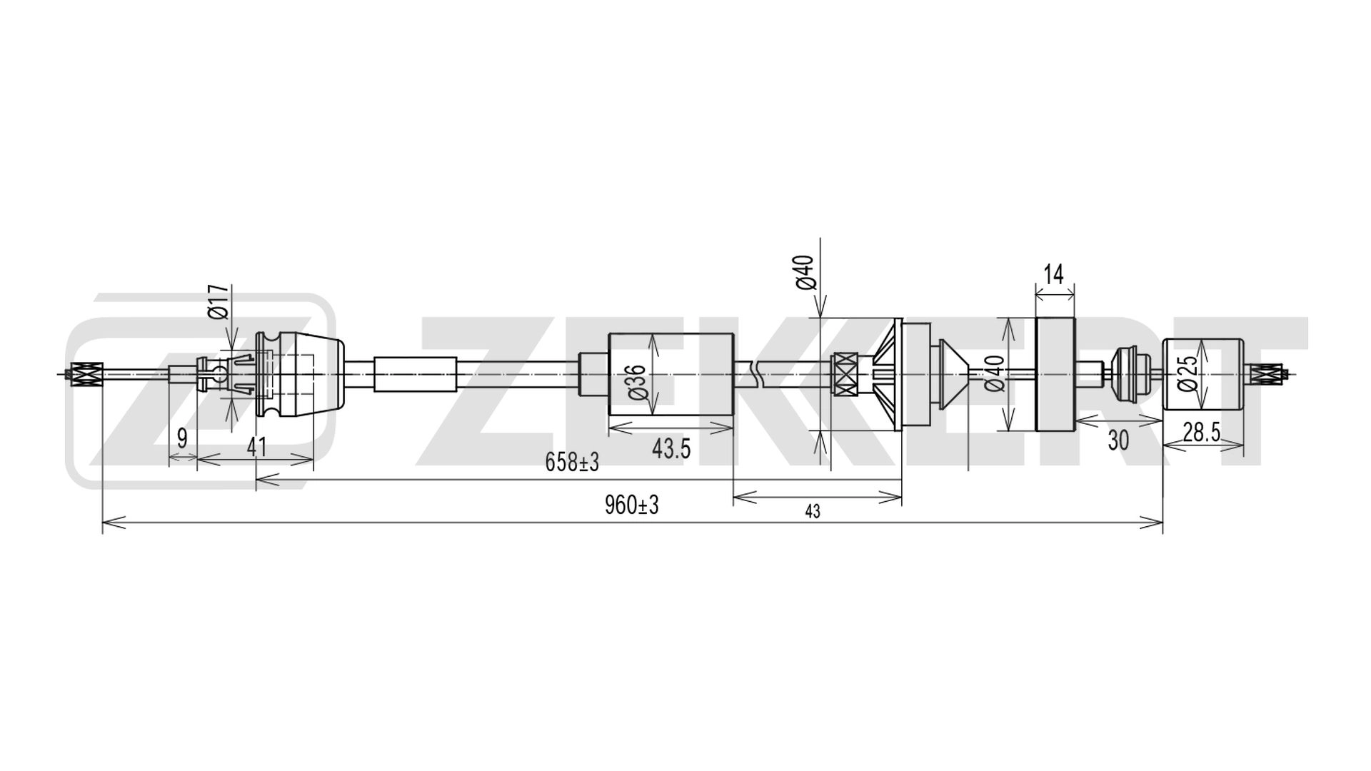 Трос управление сцеплением ZEKKERT BZ-1267