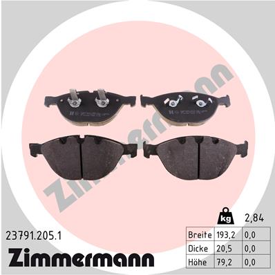 Комплект тормозных колодок дисковый тормоз ZIMMERMANN 23791.205.1