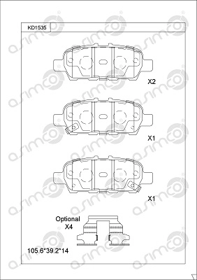 Комплект тормозных колодок дисковый тормоз ASIMCO KD1535