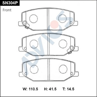 Комплект тормозных колодок дисковый тормоз ADVICS SN304P