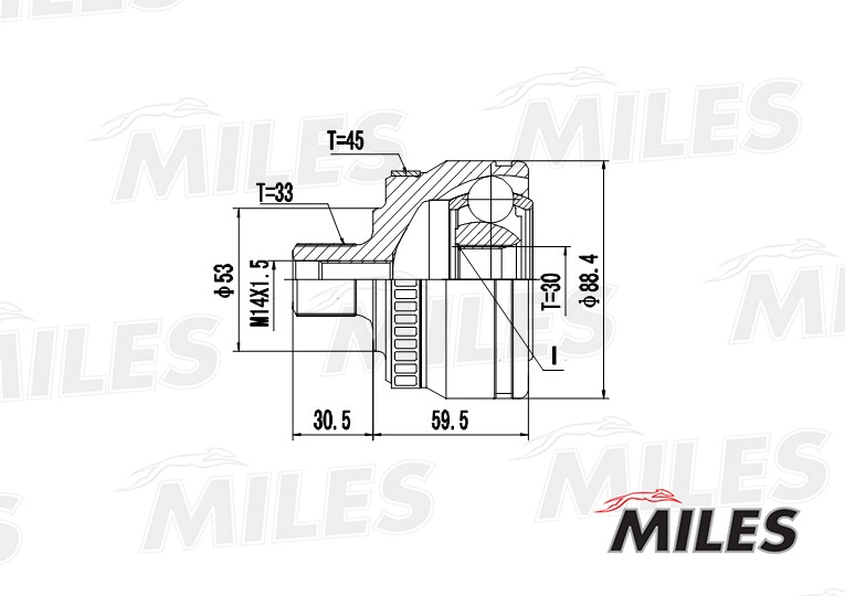 Шарнирный комплект приводной вал MILES GA20037