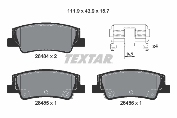 Комплект тормозных колодок дисковый тормоз TEXTAR 2648401