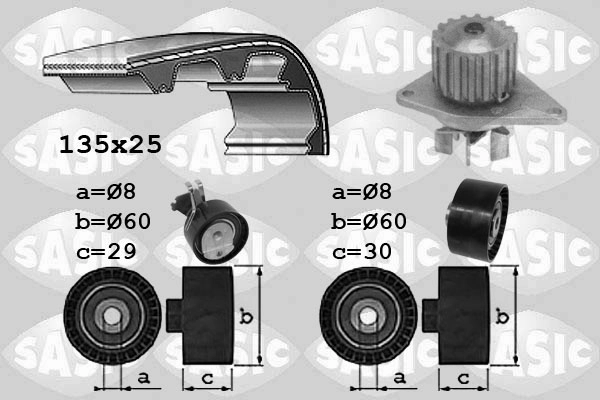 Водяной насос + комплект зубчатого ремня SASIC 3900032