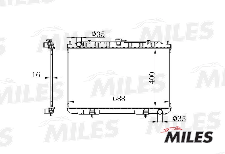 Радиатор охлаждение двигателя MILES ACRB069