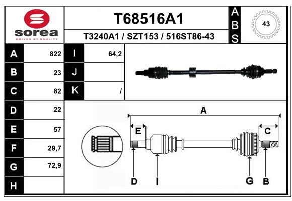 Приводной вал EAI T68516A1