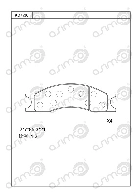 Комплект тормозных колодок дисковый тормоз ASIMCO KD7536