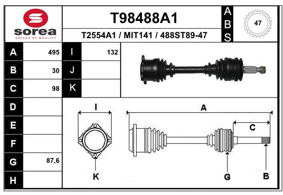 Приводной вал EAI T98488A1