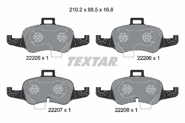 Комплект тормозных колодок дисковый тормоз TEXTAR 2220501