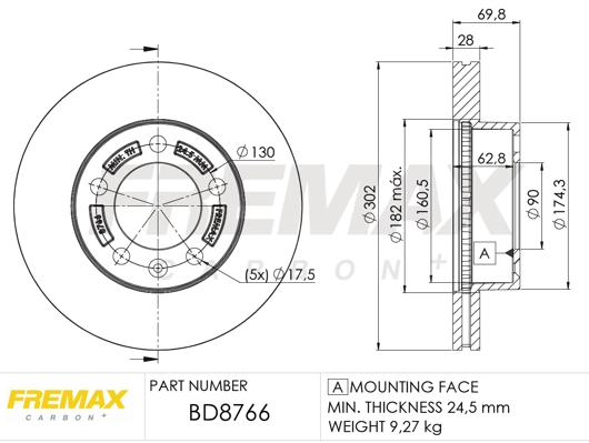 Тормозной диск FREMAX BD-8766