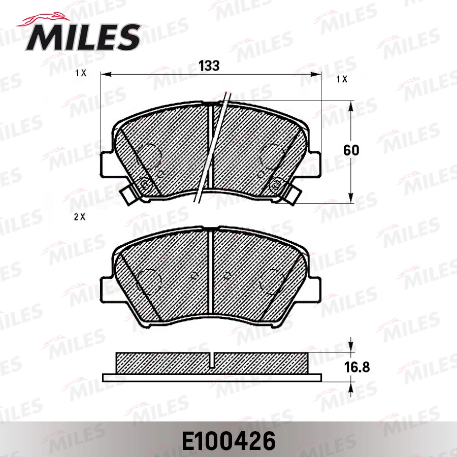 Комплект тормозных колодок дисковый тормоз MILES E100426