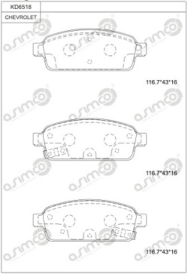 Комплект тормозных колодок дисковый тормоз ASIMCO KD6518