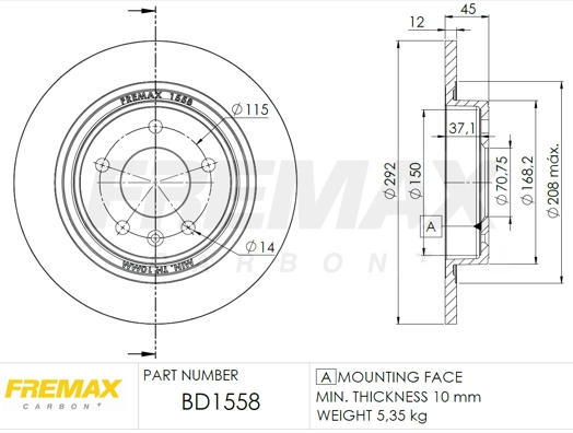 Тормозной диск FREMAX BD-1558