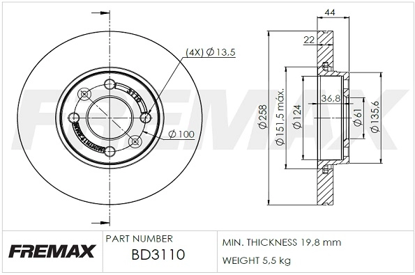 Тормозной диск FREMAX BD-3110