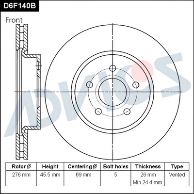 Тормозной диск ADVICS D6F140B