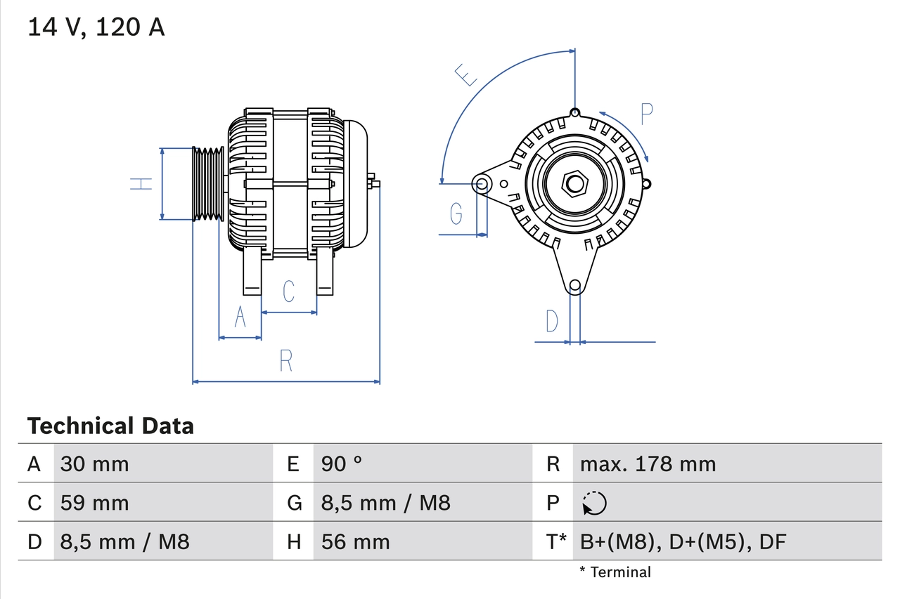 Генератор BOSCH 0 986 040 350
