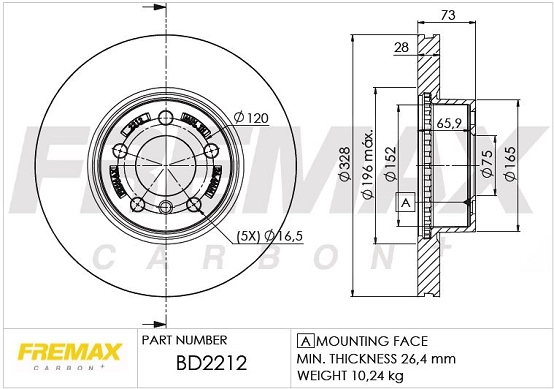 Тормозной диск FREMAX BD-2212