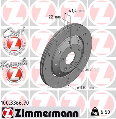 Тормозной диск ZIMMERMANN 100.3366.70