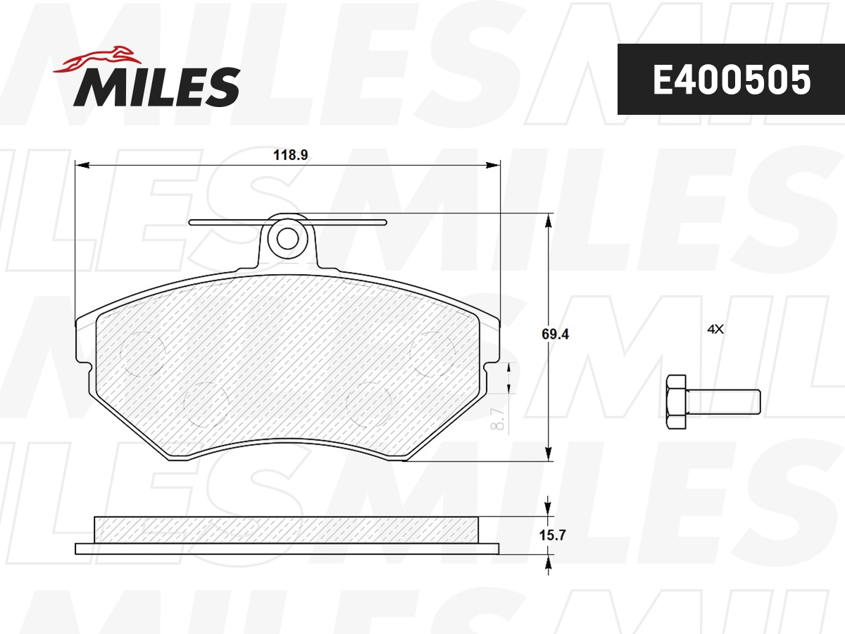 Комплект тормозных колодок дисковый тормоз MILES E400505