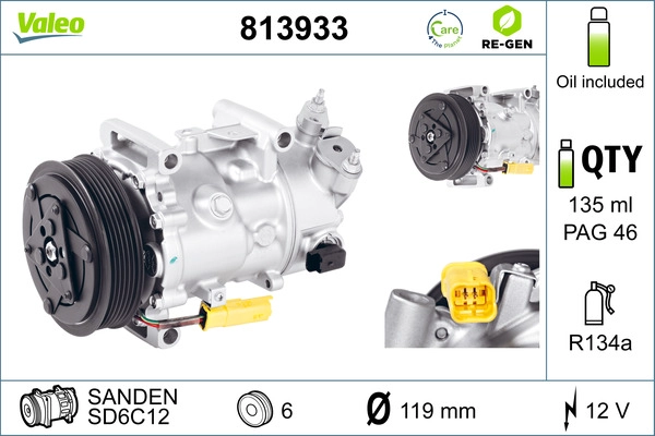Компрессор кондиционер VALEO 813933