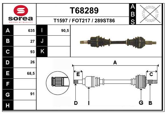 Приводной вал EAI T68289