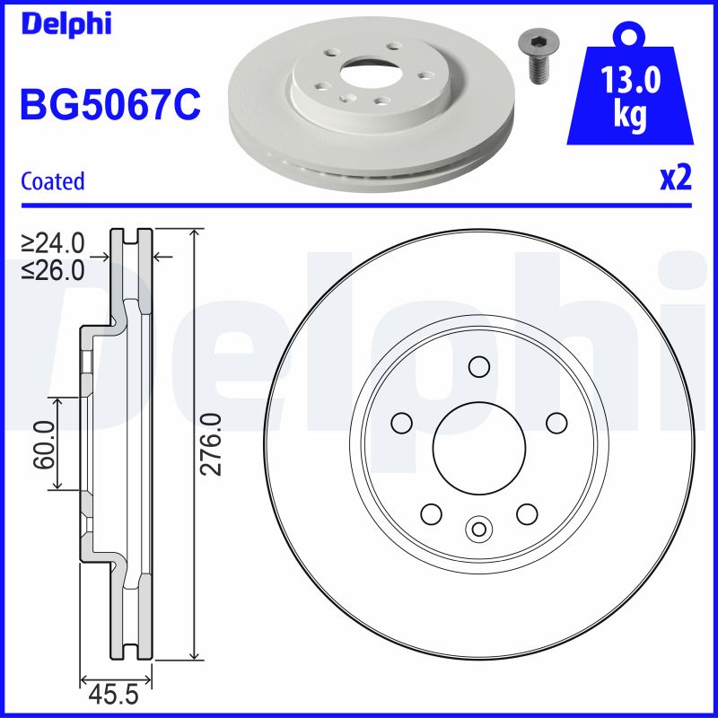 Тормозной диск DELPHI BG5067C