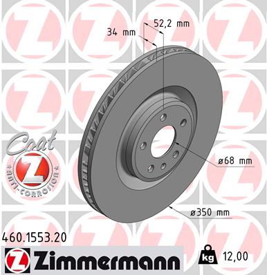 Тормозной диск ZIMMERMANN 460.1553.20