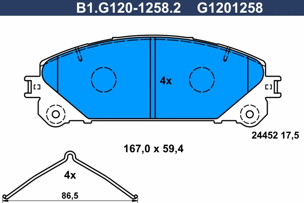 Комплект тормозных колодок дисковый тормоз GALFER B1.G120-1258.2