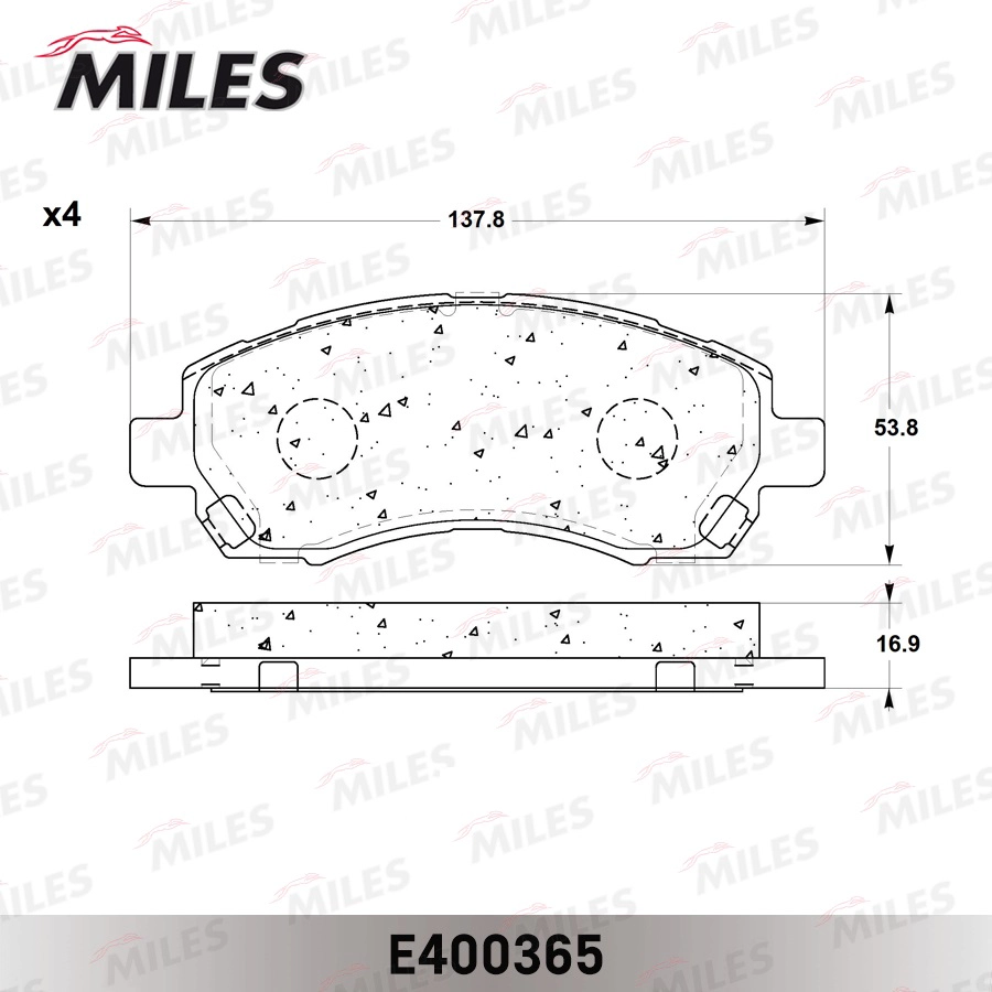 Комплект тормозных колодок дисковый тормоз MILES E400365