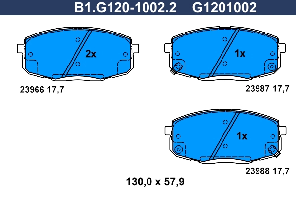 Комплект тормозных колодок дисковый тормоз GALFER B1.G120-1002.2