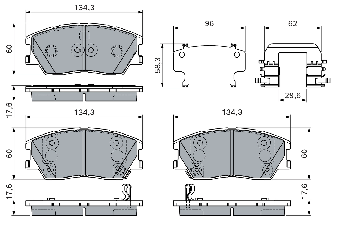 Комплект тормозных колодок дисковый тормоз BOSCH 0 986 460 155