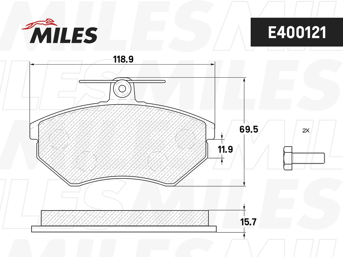 Комплект тормозных колодок дисковый тормоз MILES E400121
